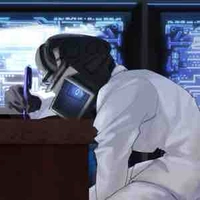 Large Scientist camera man