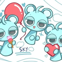 sky ( chú gấu màu xanh)